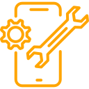 Handy mit Werkzeug und Einstellung